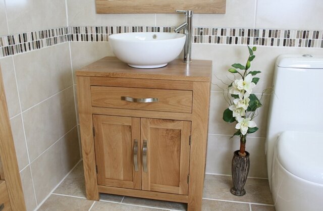 Desirae Solid Oak 700mm Free-standing Vanity Unit