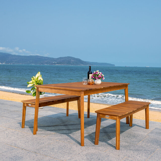 Ludovic Solid Acacia Wood Outdoor Dining Set
