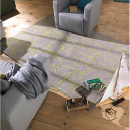 Home Tufted Wool Grey/ Green Rug