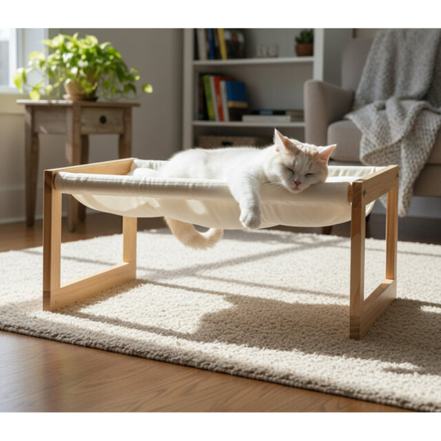 Elevated Plush Velvet Cat Bed With Sturdy Wooden Frame