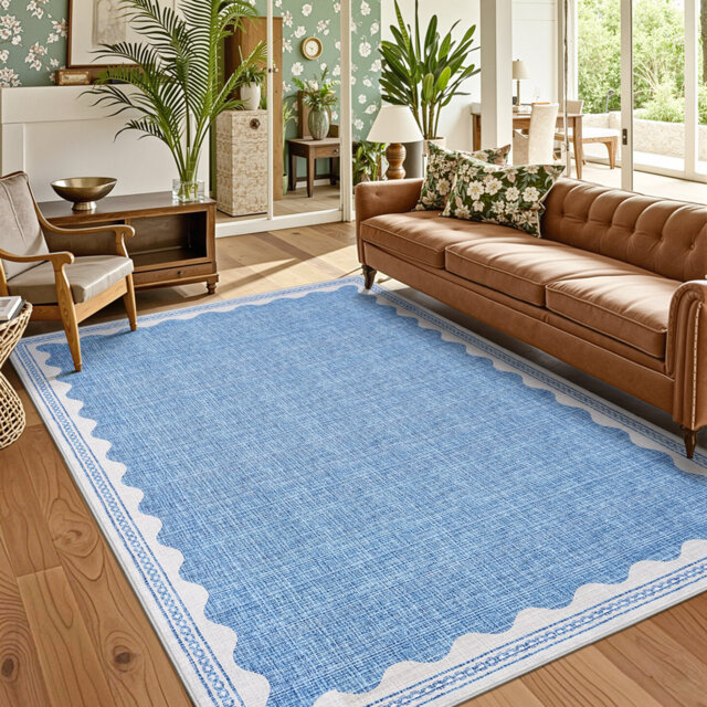 Runner Rug Washable Long Non Slip Carpet Runner Foldable Non Slip Bordered Accent Rug Non Shedding Low Pile Stain Resistant Indoor Mat for Laundry, Ki