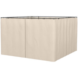 4-panel Gazebo Replacement Curtains Side Panels For 3x3m Gazebo Pergola, With Hooks & C-rings, Privacy Wind Sun Protection, Beige