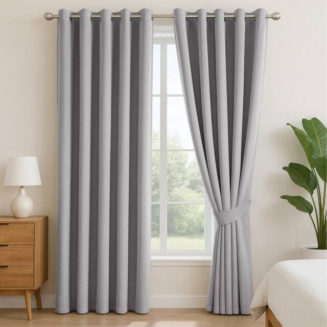 100% Linen Blackout Curtains - Thermal Insulated Eyelet Grommet Room Darkening Luxury Window Panels