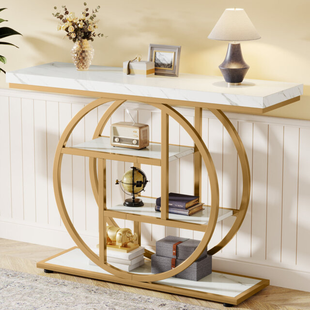 105 Cm Console Table with Storage Shelves
