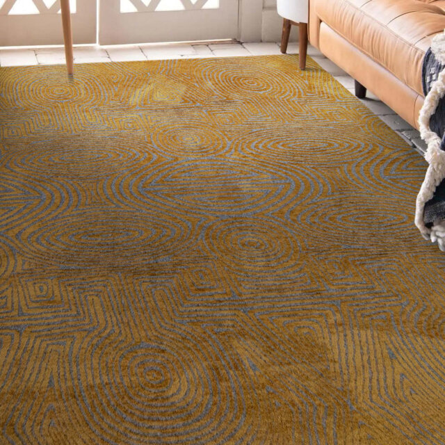 Tabasco Machine Woven Flatweave Gold Area Rug