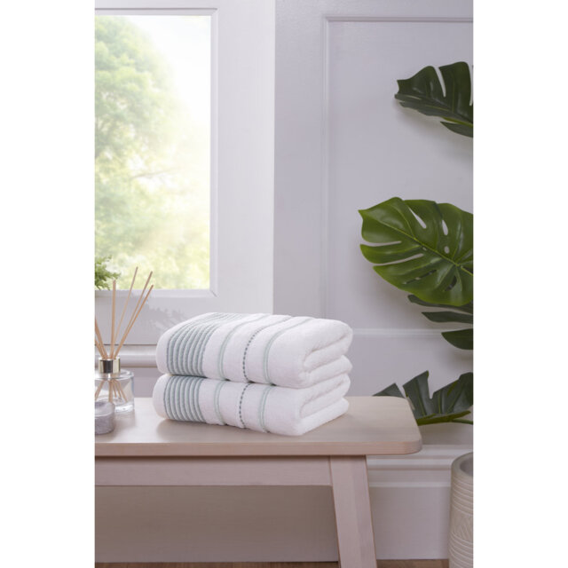 Dakota Stripe Hand Towel Green