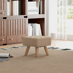 HOMCOM Modern Tufted Footstool, Linen Fabric, Rubber