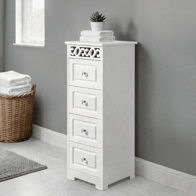 Chadwick 4 Drawer Storage Cabinet with Crystal-Style Handles