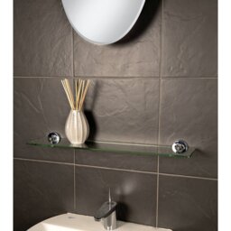 Worcester Wall Mounted Glass Shelf with Traditional Chrome Brackets 60cm