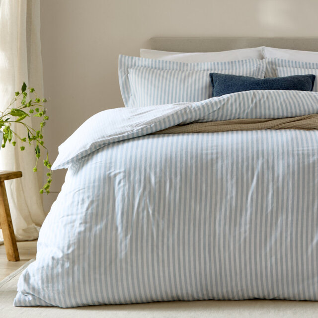 Hebden Mélange Stripe 100% Cotton Duvet Cover Set