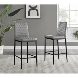 Milton Luxury Breakfast Bar Stool in Quilted Design Faux Leather - Modern Chic Kitchen