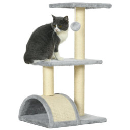 Cat Tree 72?cm Kitten Activity Centre with Sisal Scratching Post, Scratching Pad & Hanging Toy Ball, Cream