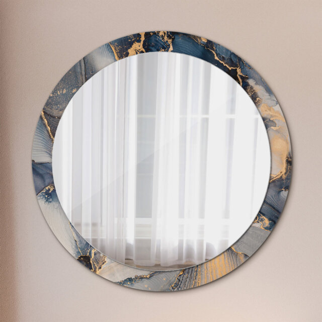 Huldar Round Glass Framed Wall Mounted Accent Mirror in Grey/Yellow