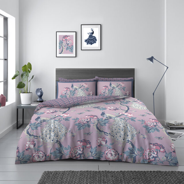 Polycotton Botanical Duvet Cover Set With Matching Pillowcase(s) - Lightweight and Comfortable Everyday Bedding Single Double King