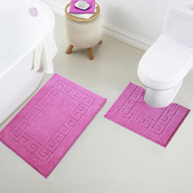 2 Pack Non-Slip Quick Dry Anti-Mould Bath & Pedestal Mat Set
