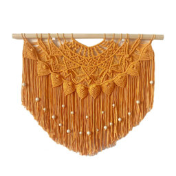 "Large Boho Macrame Wall Hanging Beaded Curtain Headboard Tassel Tapestry Navy 31""x25"""