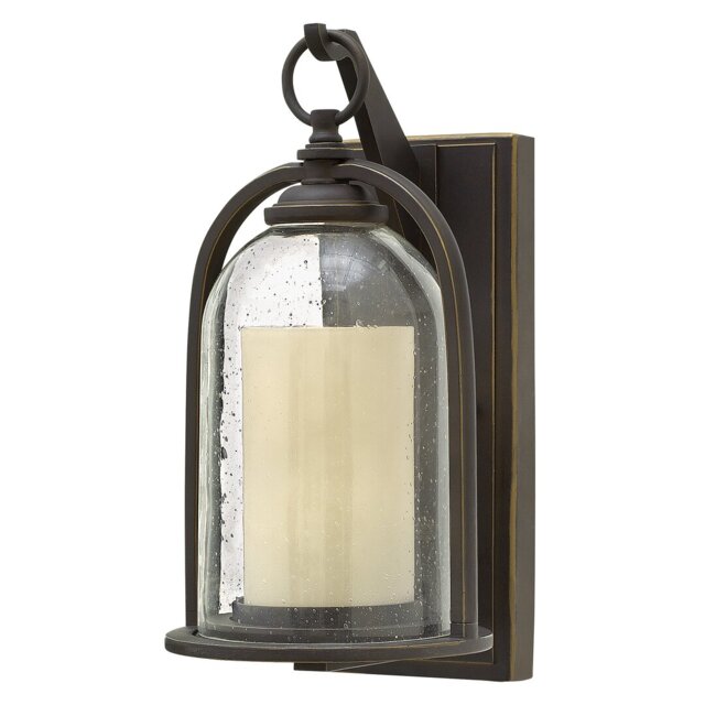 Totnes Oil Rubbed Bronze Seeded Glass Outdoor Wall Lantern