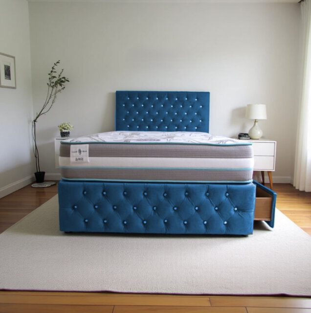 Upholstered Divan Bed with Mattress