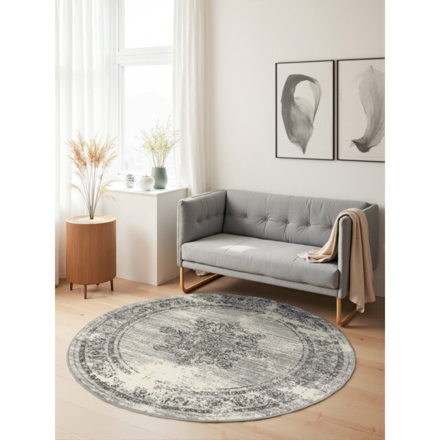 Lydia Short Pile Rug Round by Hanse Home – Round short pile rug, oriental design, classic living room rug for living rooms, bedrooms, dining rooms, ha