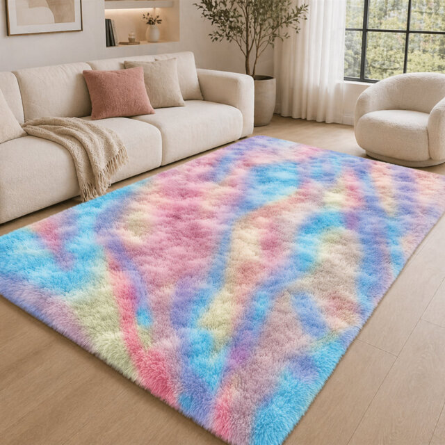 Aspire Homeware Rainbow Shaggy Area Rug Soft Plush Indoor Carpet