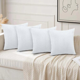 Luxury Chevron Embossed Quilted Pattern Velvet Cushion Cover Set (4-Pack) - Soft Throw Cushion Cover for Home Décor