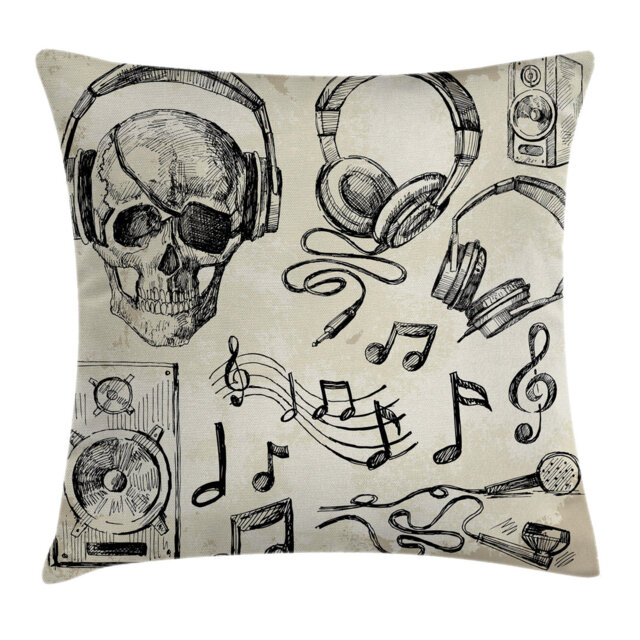 Rhydian Music Hipster Skull Outdoor Cushion Cover