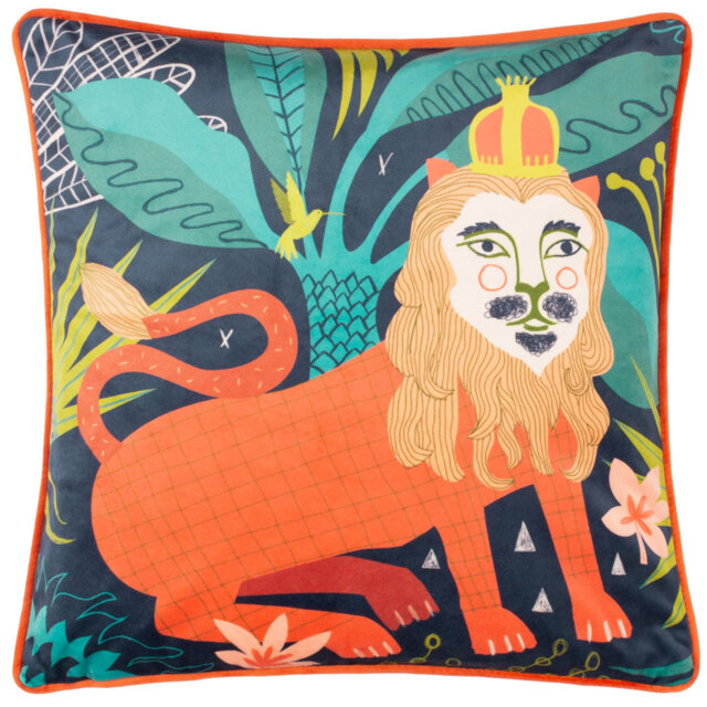 Lion Abstract Green Square Cushion