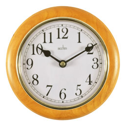 Acctim Maine Wall Clock Quartz Wood Frame Gold Bezel Cherry 20cm
