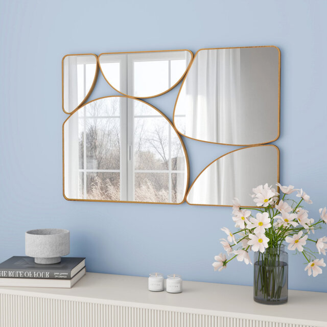 Pebble Rectangle Metal Framed Wall Accent Mirror in Gold 60.5x91CM