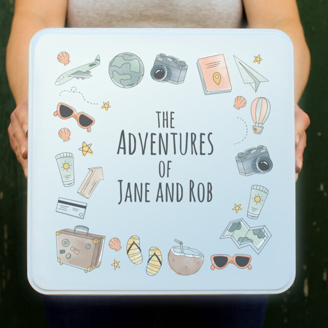 Joyan Personalised Keepsake Box, Travel And Adventure, Tin
