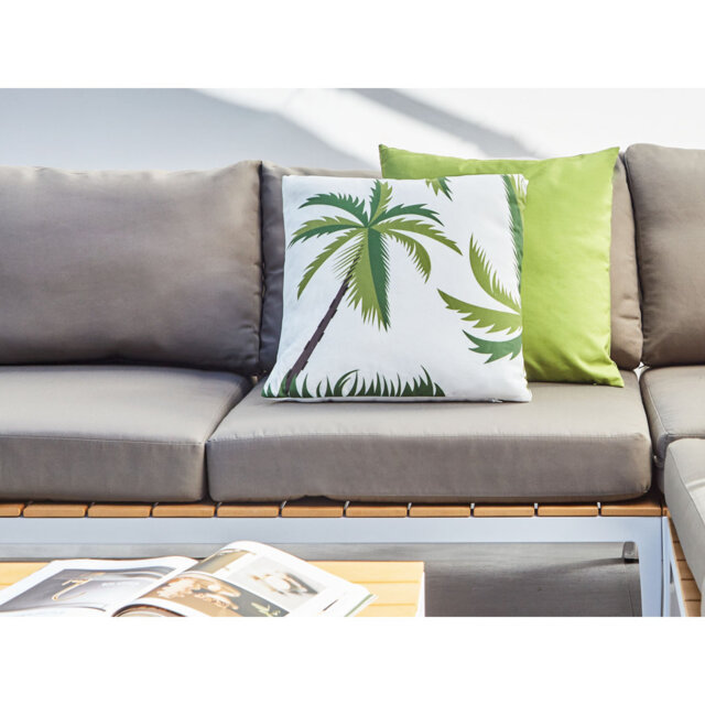 Indoor / Outdoor Green, White Square Cushion