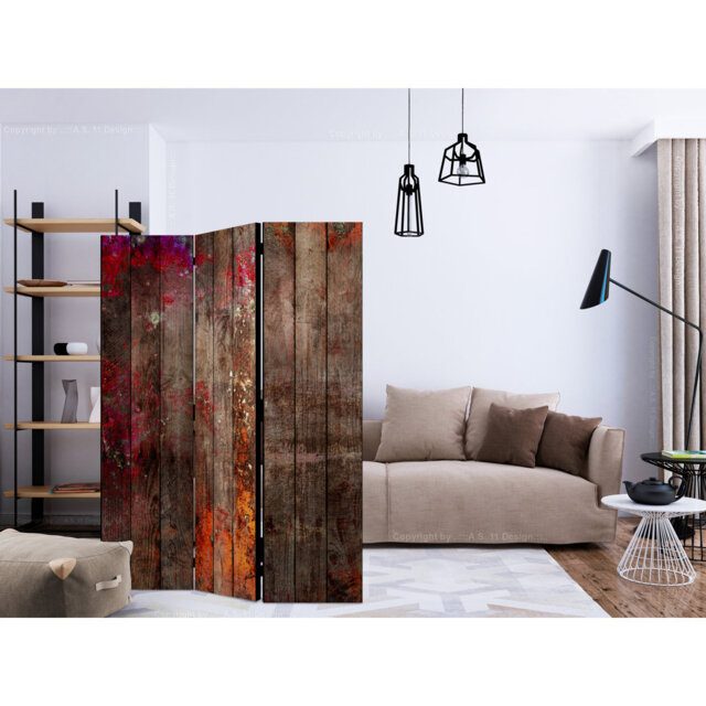 Greyer 135cm W x 172cm H 3 - Panel Solid Wood Folding Room Divider
