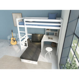 Luper European Single (90 x 200cm) High Sleeper Bunk Bed with Built-in-Desk