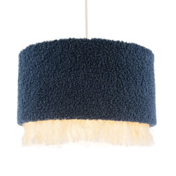 16cm H Fabric Drum Lamp Shade ( No Direct Attachment Method ) in Navy