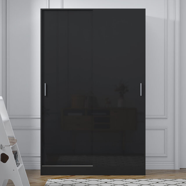 Eva XL High Gloss 2 Door Sliding Wardrobe - H: 180cm x D: 58cm x W: 120cm