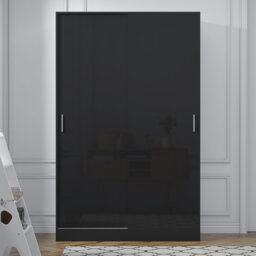 Eva XL High Gloss 2 Door Sliding Wardrobe - H: 180cm x D: 58cm x W: 120cm