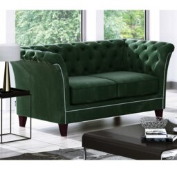 Chesterfield  Sofa 2 Seater Made of Velvet Fabric with Solid Wood Legs