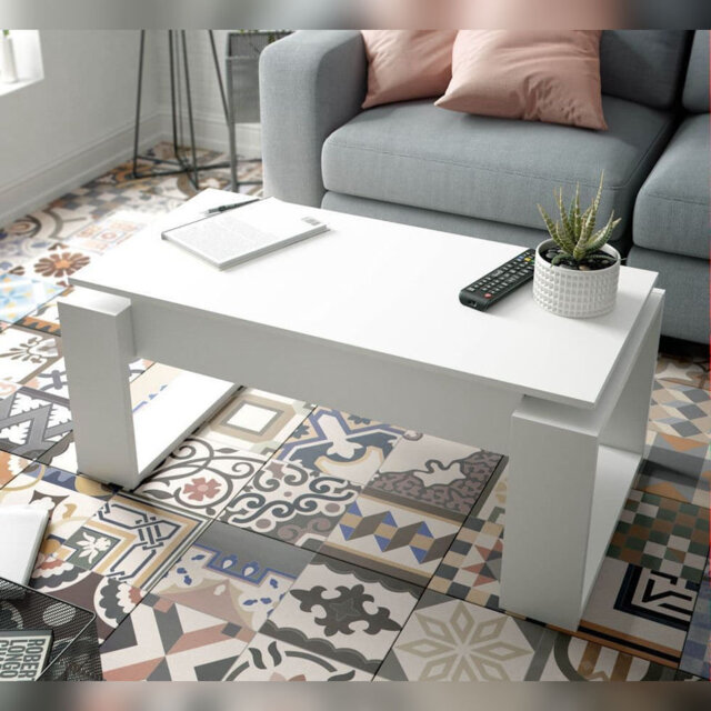 Verve Coffee White Table With Lift-up Storage Modern Living Room Furniture, 105cm Wide