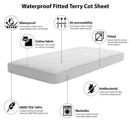 Natural White Cotton In A Soft Terry Towelling - Piece Standard Cot Fitted Sheet