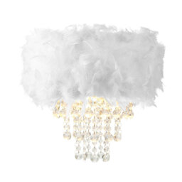 Contemporary Feather Pendant Light Shade with Transparent Acrylic Droplets