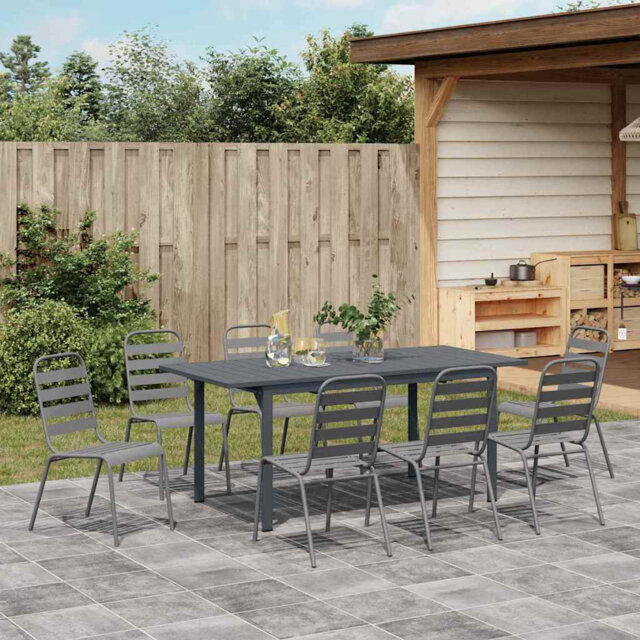 Garden Dining Set Anthracite Powder-Coated Steel Outdoor Furniture