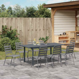 Garden Dining Set Anthracite Powder-Coated Steel Outdoor Furniture