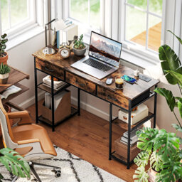 HOMCOM Wood Computer Desk with Drawers, Power Outlets 120cm