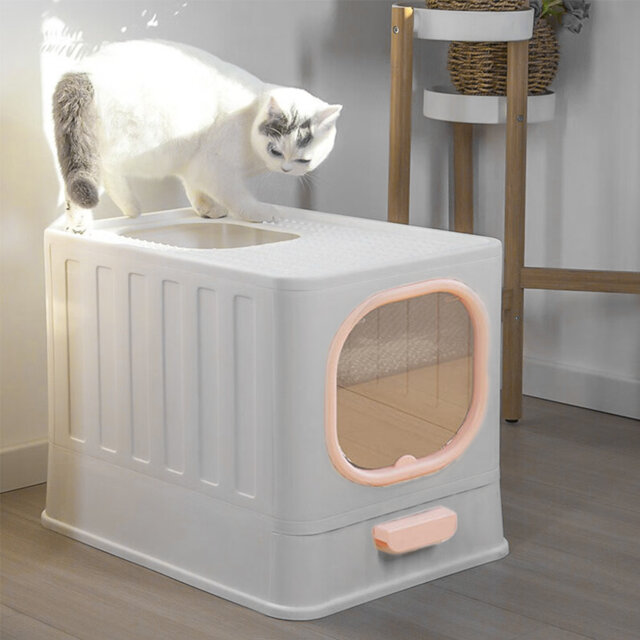 Waycross Plastic Standard Cat Litter Box with 2 Entry Doors