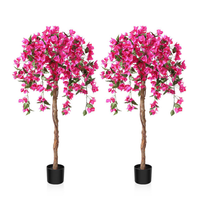 Artificial Plants Bougainvillea Tree 120 Cm Artificial Blossom Tree, Fake Plants In Pot Large Pink Artificial Tree With Flowers For Home House Office