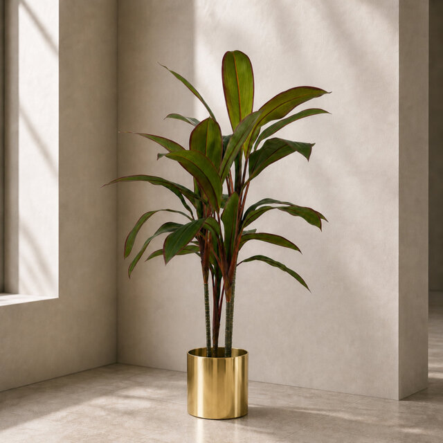 Artificial Realistic Palms Faux Moss Tree in Metal Planter