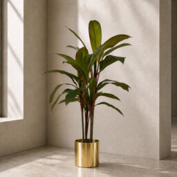 Artificial Realistic Palms Faux Moss Tree in Metal Planter