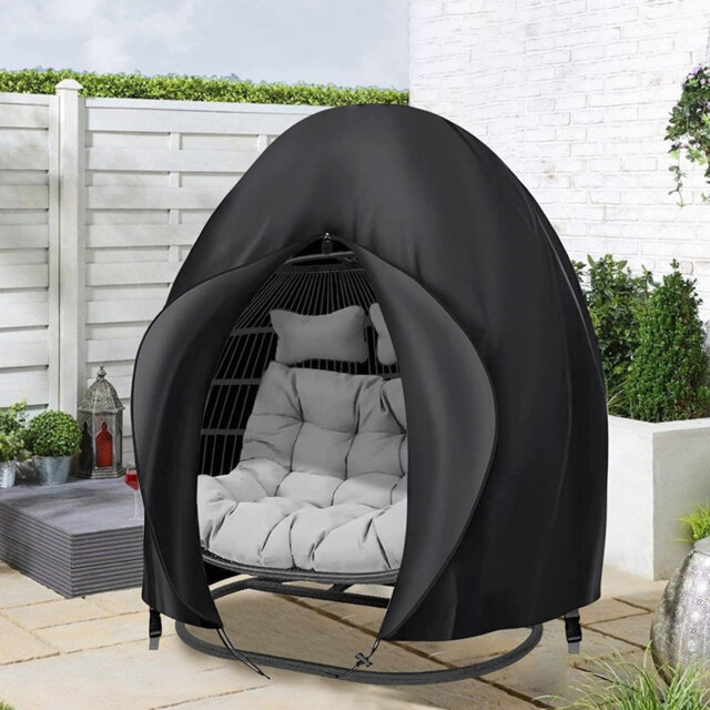 Double Egg Chair Cover 420D Oxford Fabric Outdoor Waterproof Swing Chair Cover With Zipper and Drawstring 230 X 200 cm