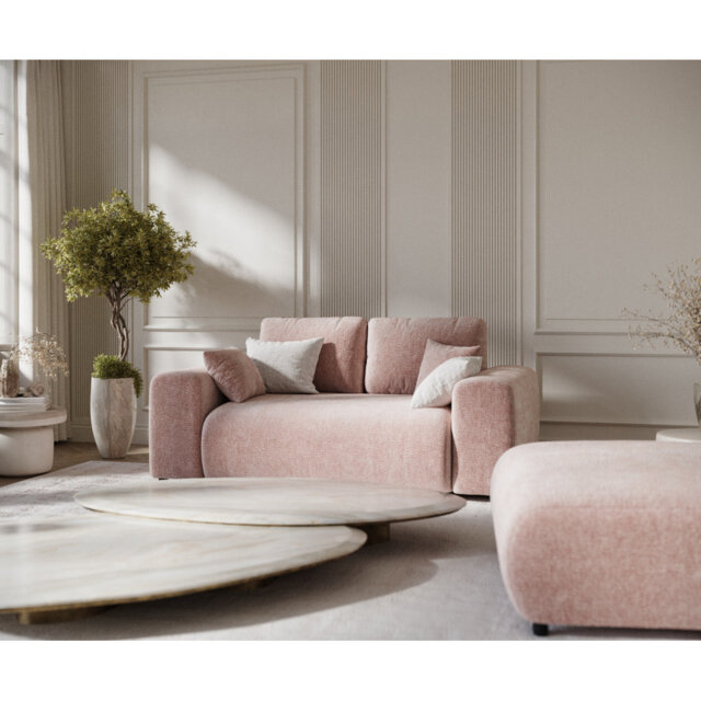 Two-seater square arms loveseat sofa
