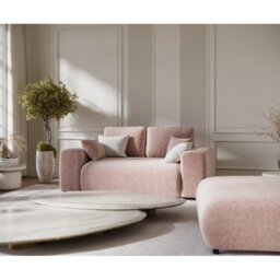 Two-seater square arms loveseat sofa